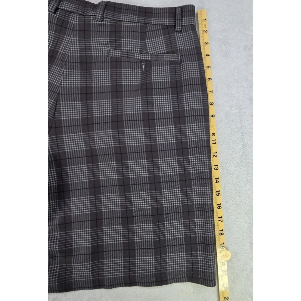 Pebble Beach Golf Shorts Mens 38 Gray Plaid Performance Stretch Casual...